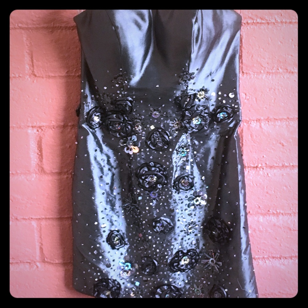 Slate grey two-in-one evening gown